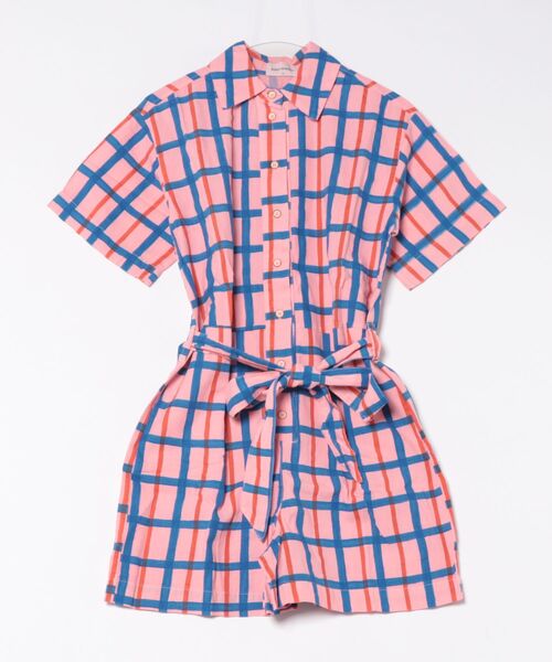 BOBO CHOSES(ボボショーズ)の「Checked collar buttoned short playsuit(つなぎ/オールインワン・レディース・ピンク・S/M/XS)」の9枚目の写真