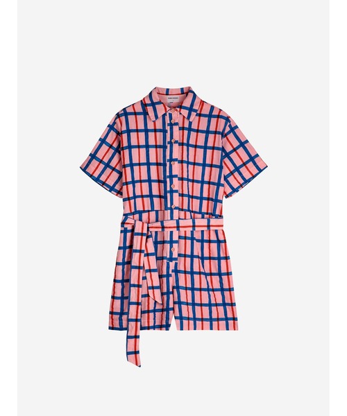 BOBO CHOSES(ボボショーズ)の「Checked collar buttoned short playsuit(つなぎ/オールインワン・レディース・ピンク・S/M/XS)」の6枚目の写真