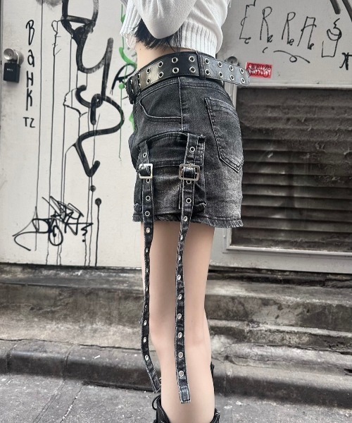 ［XU]デニムスカート　ストリートファッション XU（エックスユー）の「ストリートファッション XU エックスユー