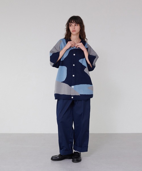 ONCILY（オンシェリー）の「NUANCE PATTERN KNIT SHIRT CARDIGAN / ニュアンスニットシャツカーディガン（シャツ/ブラウス・メンズ・ネイビー/ブラック/ブルー・MEDIUM/LARGE/SMALL）」の12枚目の写真