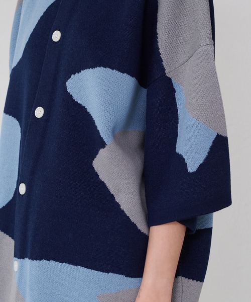 ONCILY（オンシェリー）の「NUANCE PATTERN KNIT SHIRT CARDIGAN / ニュアンスニットシャツカーディガン（シャツ/ブラウス・メンズ・ネイビー/ブラック/ブルー・MEDIUM/LARGE/SMALL）」の18枚目の写真