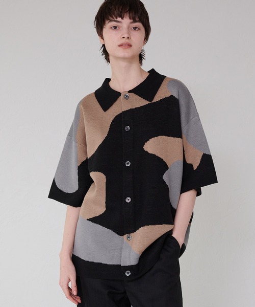 ONCILY（オンシェリー）の「NUANCE PATTERN KNIT SHIRT CARDIGAN / ニュアンスニットシャツカーディガン（シャツ/ブラウス・メンズ・ネイビー/ブラック/ブルー・MEDIUM/LARGE/SMALL）」の21枚目の写真