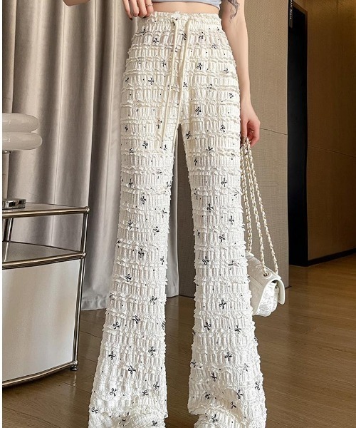 N.s(エヌドットエス)の「リボンデザインティアードフリルパンツ(その他パンツ・レディース・ブラック/ベージュ・S/M/L)」の3枚目の写真