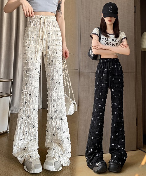 N.s(エヌドットエス)の「リボンデザインティアードフリルパンツ(その他パンツ・レディース・ブラック/ベージュ・S/M/L)」の4枚目の写真