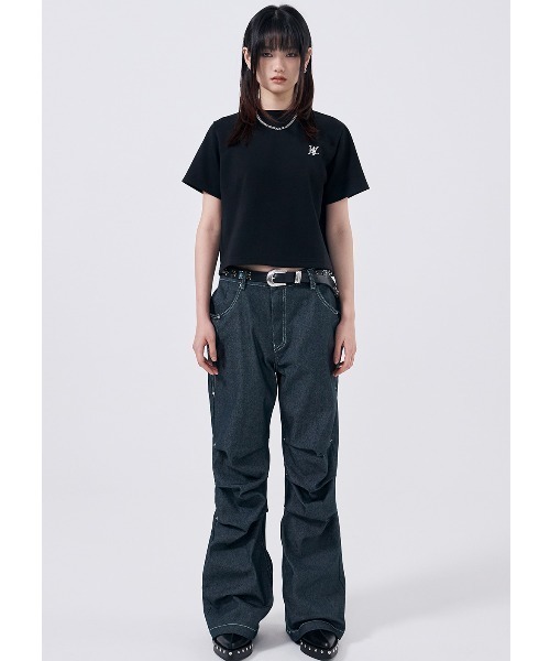 WOOALONG（ウアロン）の「A'GEM/9 × .kom 『WOOALONG/ウアロン』  Silket cotton T-shirts/シルケットコットンTシャツ（Tシャツ/カットソー・レディース・ブラック/ホワイト・S/M）」の15枚目の写真