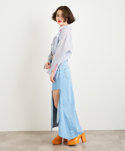 ANNA SUI NYC（アナ スイ エヌ ワイ シー）の「ANNA SUI NYC シアー配色ドロストショートシャツ（シャツ/ブラウス・レディース・ブルー/ホワイト/パープル・FREE）」の17枚目の写真