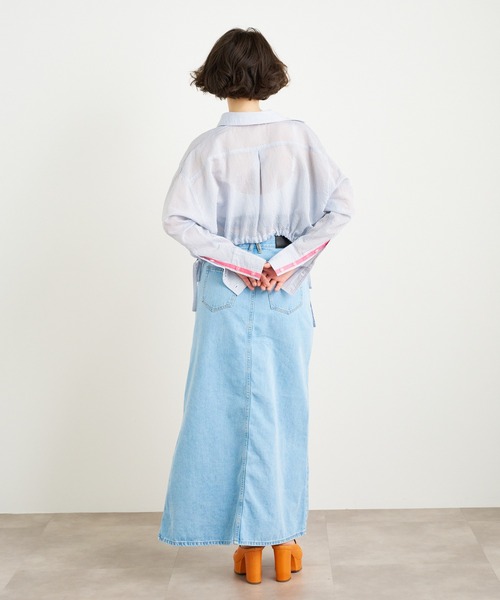 ANNA SUI NYC（アナ スイ エヌ ワイ シー）の「ANNA SUI NYC シアー配色ドロストショートシャツ（シャツ/ブラウス・レディース・ブルー/ホワイト/パープル・FREE）」の18枚目の写真