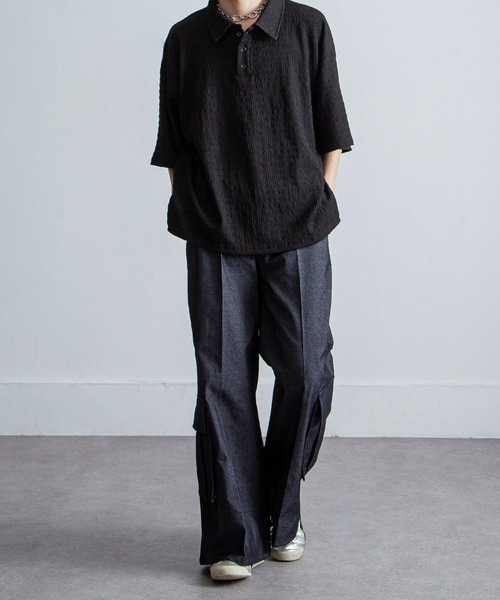 NILWAY(ニルウェイ)の「アンダーポケットフレアカーゴスラックス/アンダーポケットデザインフレア カーゴパンツ(カーゴパンツ・メンズ・ダークグレー/ライトグレー/ブラック・MEDIUM/LARGE/SMALL)」の17枚目の写真