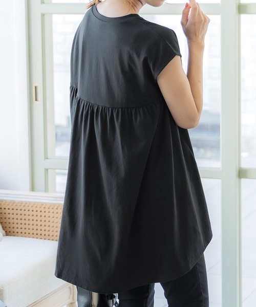 セール】バックギャザーチュニックTシャツ（Tシャツ/カットソー