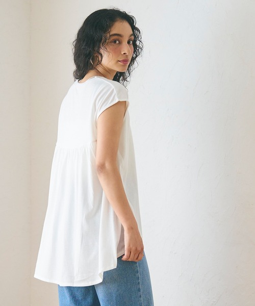 セール】バックギャザーチュニックTシャツ（Tシャツ/カットソー