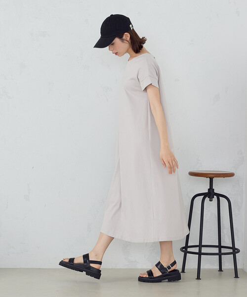 COMME CA ISM（コムサイズム）の「綿100％ バックデザイン 半袖 Ｔワンピース（ワンピース・レディース・モカ/ライトグレー/ターコイズブルー/ブラック・MEDIUM/LARGE）」の10枚目の写真