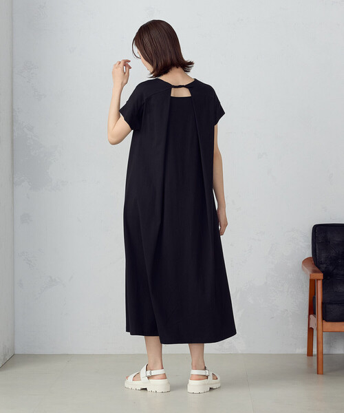 COMME CA ISM（コムサイズム）の「綿100％ バックデザイン 半袖 Ｔワンピース（ワンピース・レディース・モカ/ライトグレー/ターコイズブルー/ブラック・MEDIUM/LARGE）」の14枚目の写真