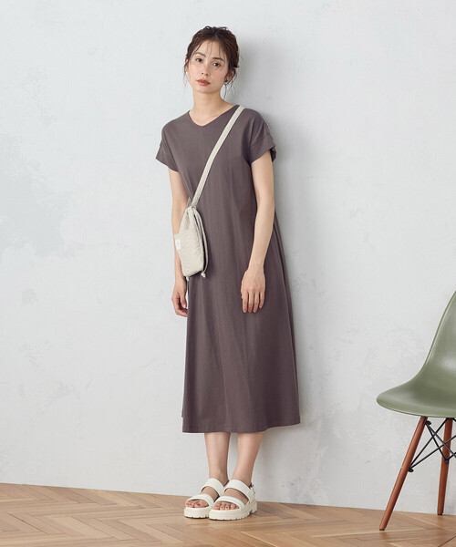 COMME CA ISM（コムサイズム）の「綿100％ バックデザイン 半袖 Ｔワンピース（ワンピース・レディース・モカ/ライトグレー/ターコイズブルー/ブラック・MEDIUM/LARGE）」の16枚目の写真