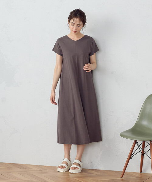 COMME CA ISM（コムサイズム）の「綿100％ バックデザイン 半袖 Ｔワンピース（ワンピース・レディース・モカ/ライトグレー/ターコイズブルー/ブラック・MEDIUM/LARGE）」の17枚目の写真