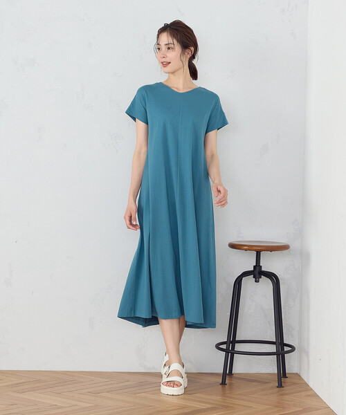 COMME CA ISM（コムサイズム）の「綿100％ バックデザイン 半袖 Ｔワンピース（ワンピース・レディース・モカ/ライトグレー/ターコイズブルー/ブラック・MEDIUM/LARGE）」の18枚目の写真