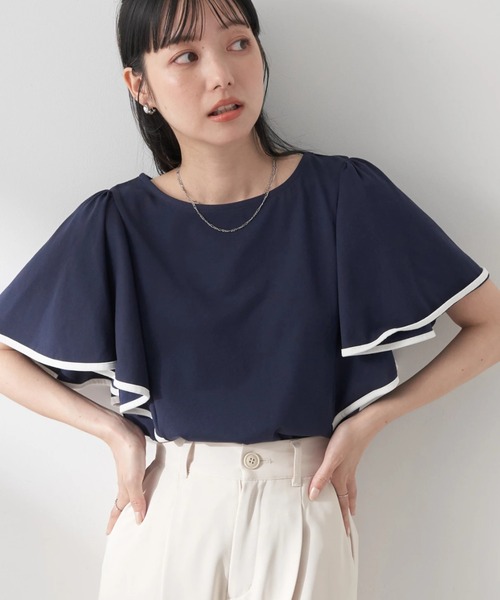 tシャツ C'est le Printempsフレアスリーブカットソー レディース 楽天市場】『異素材フレアスリーブカットソー』[n'OrLABEL T