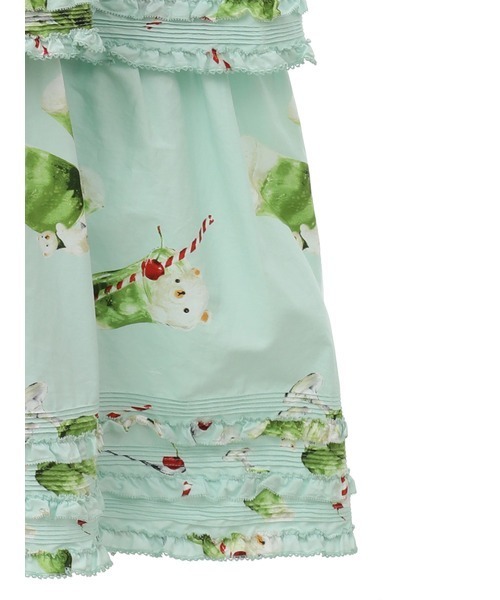 【ピンクハウス】ワンピース　チュニック　緑　グリーン　フリル PINK HOUSE（ピンクハウス）の「クリームソーダプリントフリル