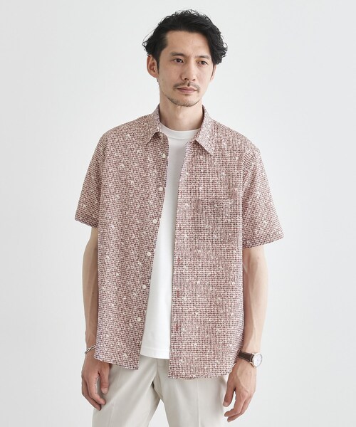 TAKEO KIKUCHI（タケオキクチ）の「◆【無地・チェック・ボタニカル柄】リップル シャツ（シャツ/ブラウス・メンズ・ブルー系その他3/グレー系1/ワイン系1/ブルー系その他/グレー/グレー系3/ブルー系その他5/レッド系/ダークブラウン系1・01/02/03/04/05）」の8枚目の写真