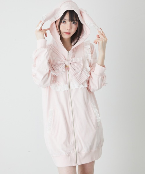 Ank Rouge（アンクルージュ）の「ギンガムリボンうさみみパーカー 
