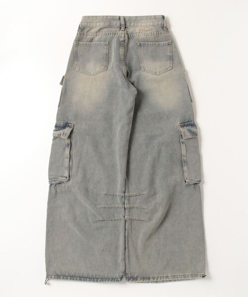 『.KOM/ドットケーオーエム』オーバーダイ デニムカーゴパンツ【Y】【CN】（デニムパンツ）｜.KOM（ドットコム）