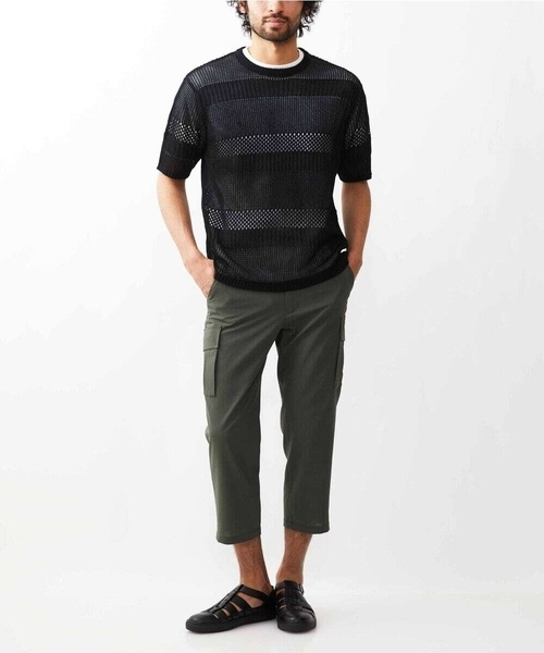 MK MICHEL KLEIN HOMME （エムケーミッシェルクランオム）の「【ラスト１/残りわずか/在庫限り】クロップドカーゴパンツ / シャリポリストレッチ（カーゴパンツ・メンズ・グレー/ライトカーキ/ネイビー・50/48/46）」の4枚目の写真
