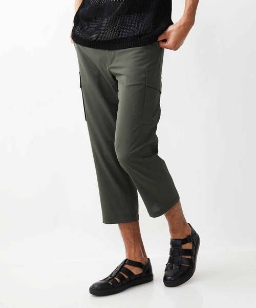 MK MICHEL KLEIN HOMME （エムケーミッシェルクランオム）の「【ラスト１/残りわずか/在庫限り】クロップドカーゴパンツ / シャリポリストレッチ（カーゴパンツ・メンズ・グレー/ライトカーキ/ネイビー・50/48/46）」の5枚目の写真