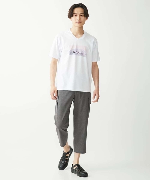 MK MICHEL KLEIN HOMME （エムケーミッシェルクランオム）の「【ラスト１/残りわずか/在庫限り】クロップドカーゴパンツ / シャリポリストレッチ（カーゴパンツ・メンズ・グレー/ライトカーキ/ネイビー・50/48/46）」の14枚目の写真