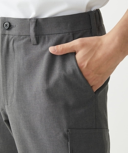 MK MICHEL KLEIN HOMME （エムケーミッシェルクランオム）の「【ラスト１/残りわずか/在庫限り】クロップドカーゴパンツ / シャリポリストレッチ（カーゴパンツ・メンズ・グレー/ライトカーキ/ネイビー・50/48/46）」の18枚目の写真