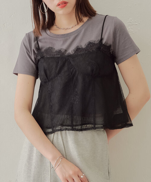 Chico(チコ)の「コルセットキャミ+インナーセットT(Tシャツ/カットソー・レディース・ホワイト系その他2/ホワイト/グレー系その他2・FREE)」の3枚目の写真
