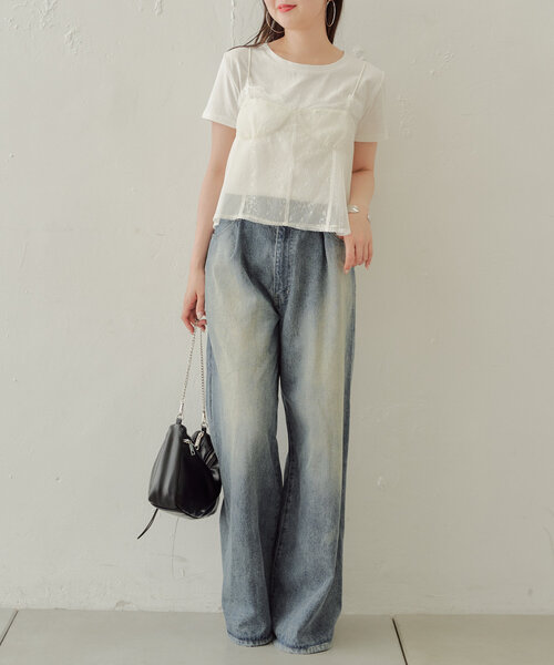 Chico(チコ)の「コルセットキャミ+インナーセットT(Tシャツ/カットソー・レディース・ホワイト系その他2/ホワイト/グレー系その他2・FREE)」の6枚目の写真