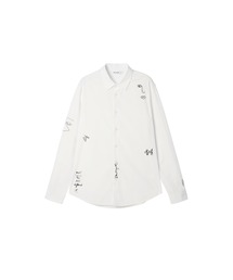 AMADEO　ワンポイント刺繍長袖シャツ