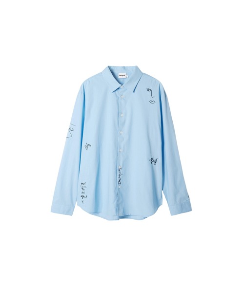 Desigual(デシグアル)の「AMADEO ワンポイント刺繍長袖シャツ(シャツ/ブラウス・メンズ・ホワイト/ブルー・S/M/L/XL/XXL)」の9枚目の写真