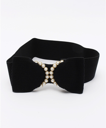 パール付きリボンモチーフ ゴムベルト