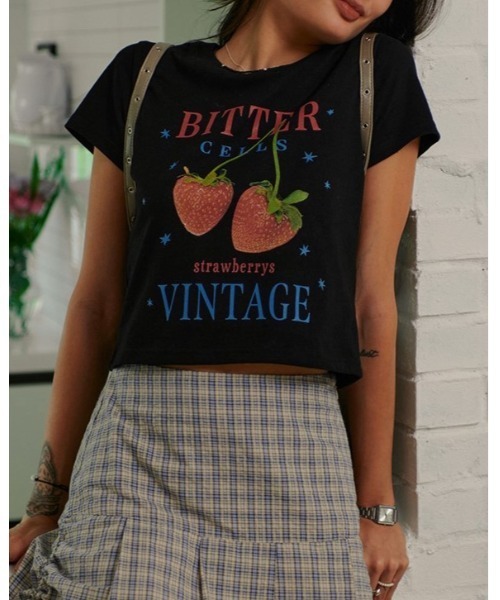 BITTER CELLS（ビターセルズ）の「BITTER CELLS／BERRY Tシャツ（Tシャツ/カットソー・レディース・ホワイト/ピンク/ブラック・SMALL）」の3枚目の写真