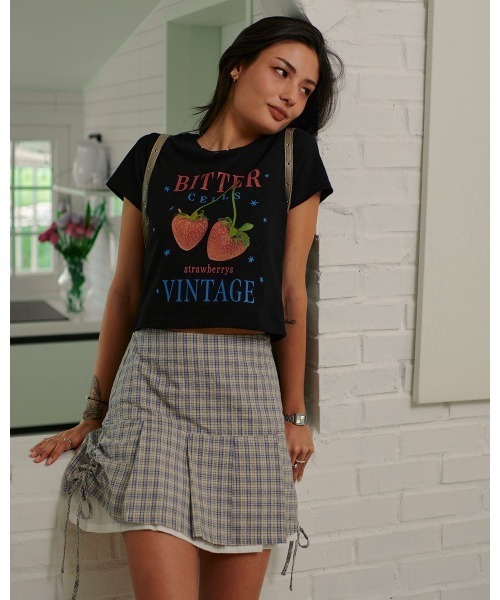 BITTER CELLS（ビターセルズ）の「BITTER CELLS／BERRY Tシャツ（Tシャツ/カットソー・レディース・ホワイト/ピンク/ブラック・SMALL）」の14枚目の写真