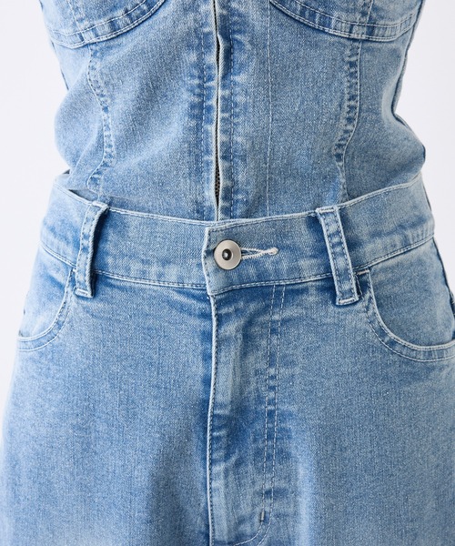 one after another NICE CLAUP（ワンアフターアナザーナイスクラップ）の「ローズブローチ付きビスチェセットパンツ（サロペット/オーバーオール・レディース・ブラック/サックスブルー/ブルー・MEDIUM/SMALL）」の7枚目の写真