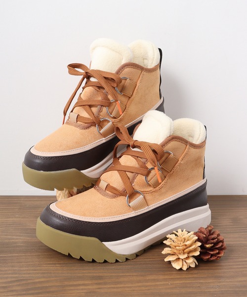 【セール】防滑ガラス繊維ソール 厚底アンクルレースアップブーツ（ブーツ）｜FUNALIVE（ファンアライブ）