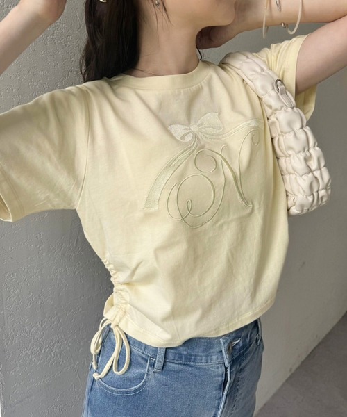 one after another NICE CLAUP(ワンアフターアナザーナイスクラップ)の「サイドドロストアソートTシャツ(Tシャツ/カットソー・レディース・ホワイト系その他/ピンク系その他/スミクロ/ホワイト系その他2/ピンク系その他2/ピンク/オフホワイト/イエロー/ホワイト・FREE)」の6枚目の写真