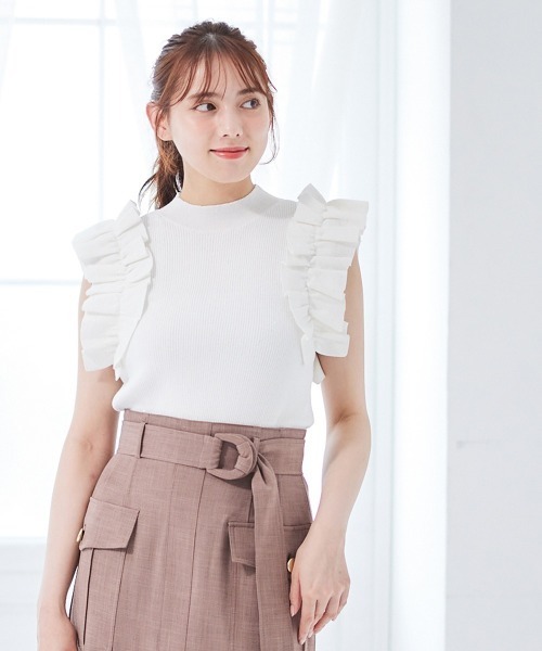 12Twelve Agenda（トゥエルブ　アジェンダ）の「スパンコールラメギャザースリーブニットプルオーバー（Tシャツ/カットソー・レディース・ブルー/ピンクベージュ/オフホワイト・M）」の5枚目の写真