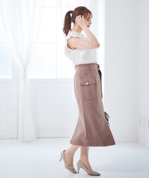 12Twelve Agenda（トゥエルブ　アジェンダ）の「スパンコールラメギャザースリーブニットプルオーバー（Tシャツ/カットソー・レディース・ブルー/ピンクベージュ/オフホワイト・M）」の9枚目の写真