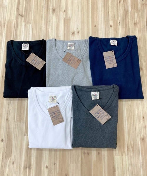 AVIREX(アヴィレックス)の「リブ 長袖 Vネック Tシャツ デイリーウェア(Tシャツ/カットソー・メンズ・ブラック/チャコールグレー/ネイビー/杢グレー/ホワイト・XL/L/M)」の7枚目の写真