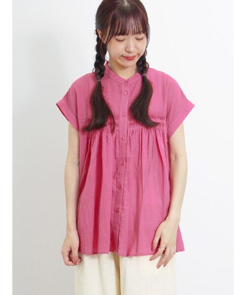 Samansa Mos2（サマンサ モスモス）の「ピンタックフレンチスリーブブラウス（シャツ/ブラウス・レディース・グリーン/ピンク/ベージュ/ブラック・F）」の4枚目の写真