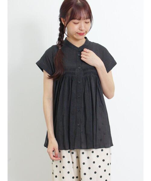 Samansa Mos2（サマンサ モスモス）の「ピンタックフレンチスリーブブラウス（シャツ/ブラウス・レディース・グリーン/ピンク/ベージュ/ブラック・F）」の7枚目の写真