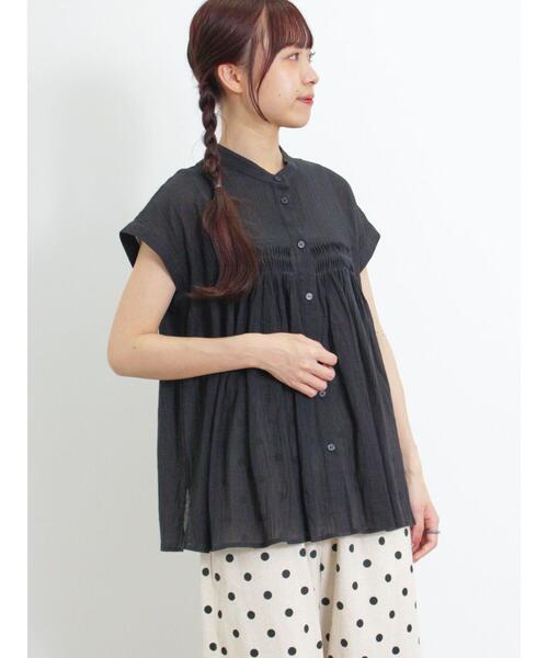 Samansa Mos2（サマンサ モスモス）の「ピンタックフレンチスリーブブラウス（シャツ/ブラウス・レディース・グリーン/ピンク/ベージュ/ブラック・F）」の8枚目の写真