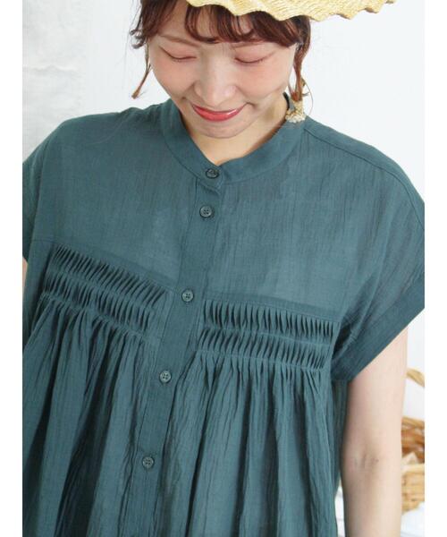 Samansa Mos2（サマンサ モスモス）の「ピンタックフレンチスリーブブラウス（シャツ/ブラウス・レディース・グリーン/ピンク/ベージュ/ブラック・F）」の11枚目の写真