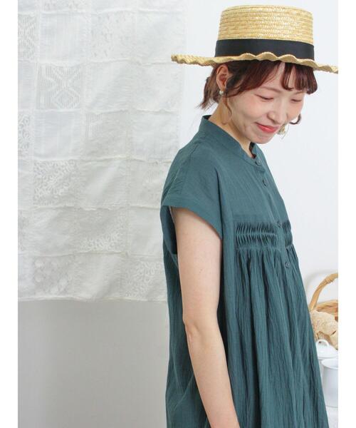 Samansa Mos2（サマンサ モスモス）の「ピンタックフレンチスリーブブラウス（シャツ/ブラウス・レディース・グリーン/ピンク/ベージュ/ブラック・F）」の12枚目の写真