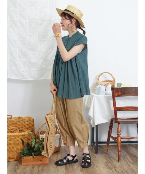 Samansa Mos2（サマンサ モスモス）の「ピンタックフレンチスリーブブラウス（シャツ/ブラウス・レディース・グリーン/ピンク/ベージュ/ブラック・F）」の15枚目の写真