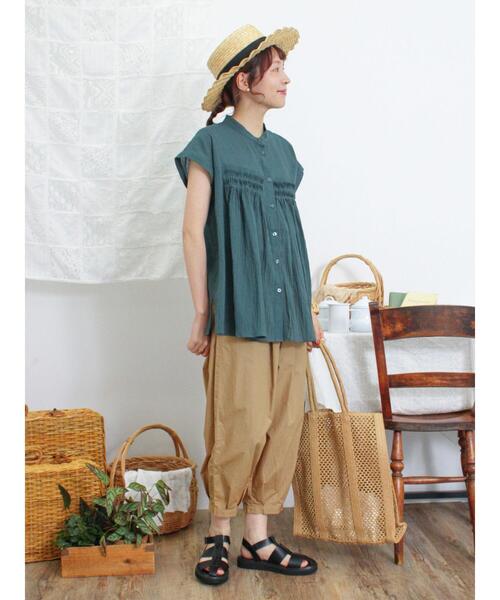 Samansa Mos2（サマンサ モスモス）の「ピンタックフレンチスリーブブラウス（シャツ/ブラウス・レディース・グリーン/ピンク/ベージュ/ブラック・F）」の16枚目の写真