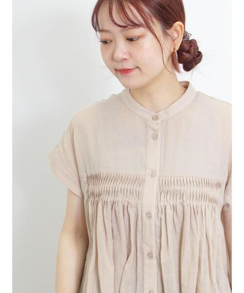 Samansa Mos2（サマンサ モスモス）の「ピンタックフレンチスリーブブラウス（シャツ/ブラウス・レディース・グリーン/ピンク/ベージュ/ブラック・F）」の17枚目の写真