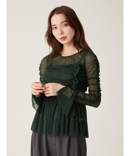 LILY BROWN（リリーブラウン）の「フリルギャザーチュールトップス（T